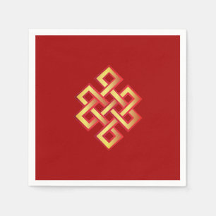 Guardanapo De Papel Nó infinito dourado sobre vermelho burgundy