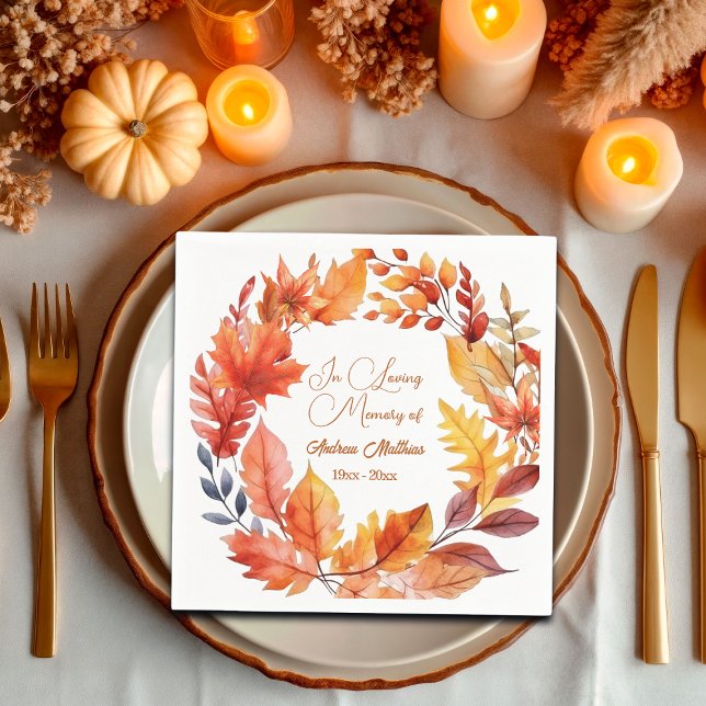 Guardanapo De Papel No Loving Memory Funeral Fall Floral (Criador carregado)