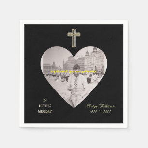 Guardanapo De Papel No Loving Memory Ouro Cross Heart Shape Photo