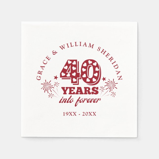 Guardanapo De Papel No Para Sempre Ruby 40º Aniversário de Casamento (Frente)