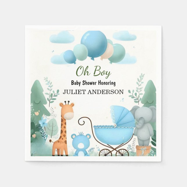 Guardanapo De Papel No Soft Boho Bear Blue Cub Bem-vindo Chá Baby Boy (Frente)