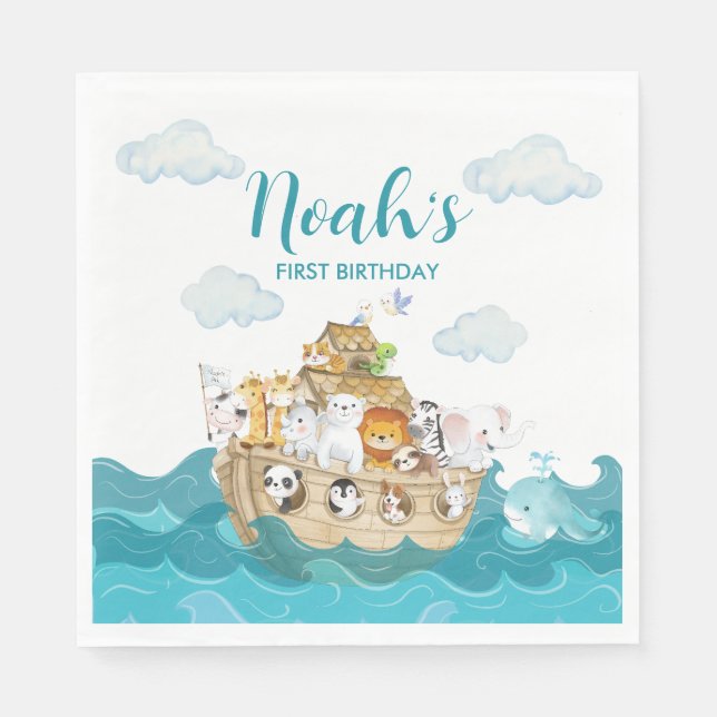 Guardanapo De Papel Noah's Ark Birthday Napkins (Frente)