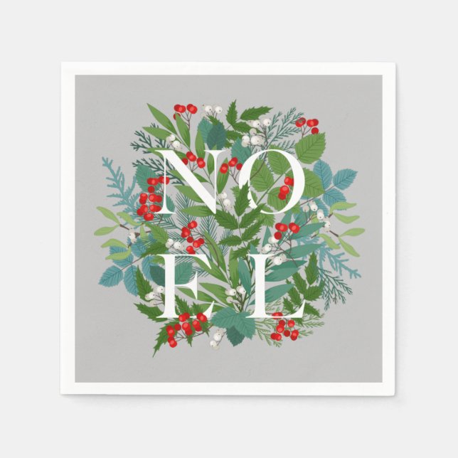 Guardanapo De Papel NOEL Berries e Greenery Christmas Napkins (Frente)