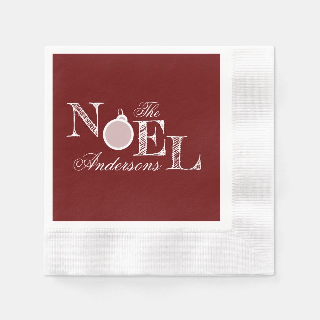 Guardanapo De Papel Noel Maroon Holiday Cocktail Napkins (Frente)