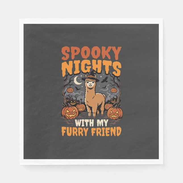 Guardanapo De Papel Noite de Alpaca de Halloween (Frente)