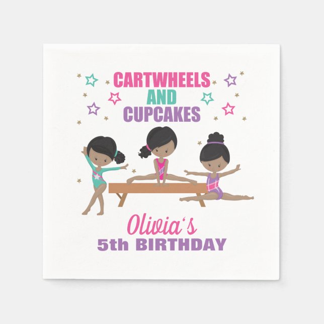 Guardanapo De Papel Noite de Aniversário da Garota Turquesa Púrpura Ro (Frente)