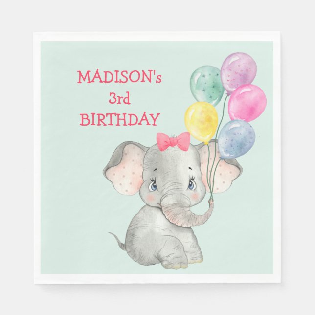 Guardanapo De Papel Noite de Balões do Partido Elefante Bonito (Frente)