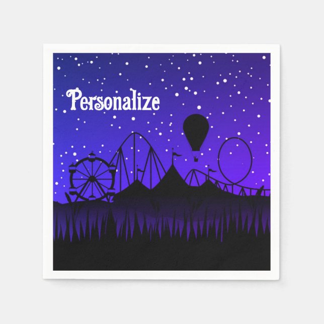 Guardanapo De Papel Noite de Carnaval feira de verão azul preto (Frente)