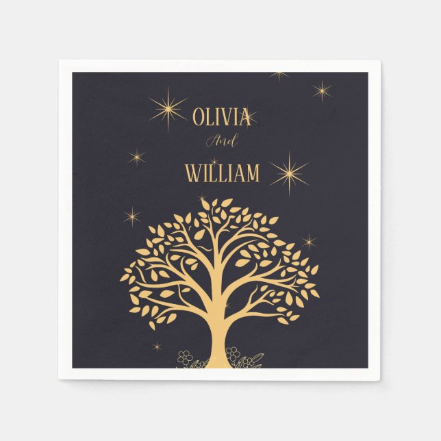 Guardanapo De Papel Noite de Elegância: Casamento Azul Escuro (Frente)