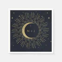 Guardanapo De Papel Noite de Estrelas Douradas Rajada Solar Celestial