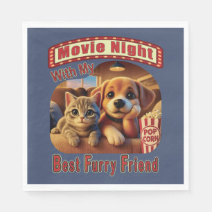 Guardanapo De Papel Noite de Filme - Melhor Amigo de Furto - Gato e Ca