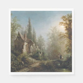 Guardanapo De Papel Noite de Lua sobre Capela e Cavaleiros