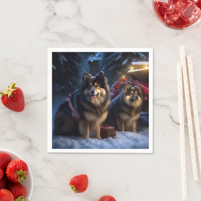 Guardanapo De Papel Noite de Natal Finlandesa de Lapphund Snowy Sleigh (Insitu)
