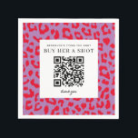 Guardanapo De Papel Noite de Solteira Estampa de Leopardo Rosa e Roxo<br><div class="desc">Divertida e atraente decoração com estampa de leopardo vermelha e roxa adorna esses guardanapos de coquetel para festa de solteira. Leve esses guardanapos com a turma na noite da festa de solteira e veja quantos estranhos enviam dinheiro para a noiva ao escanear esse código QR para um método menos estranho...</div>