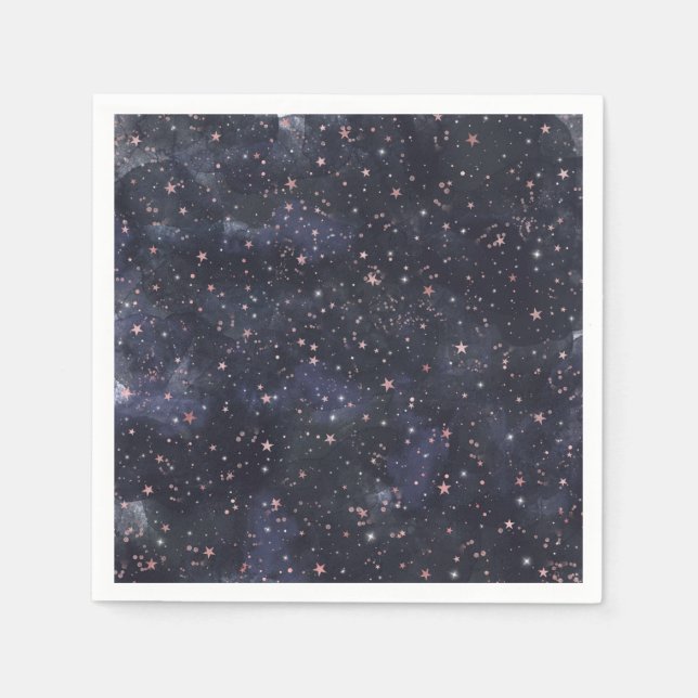 Guardanapo De Papel Noite Estrelada Azul e Rosa Céu Celestial Chá de B (Frente)