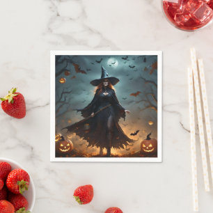 Guardanapo De Papel "Noite Má: Bruxa Assustadora do Halloween e seus M