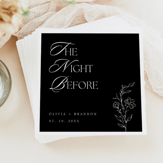 Guardanapo De Papel Noite Negra Moderna Antes do Casamento Jante do En (Criador carregado)