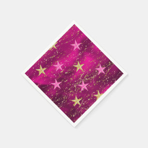 Guardanapo De Papel Noites árabes, estrelas magenta e Douradas