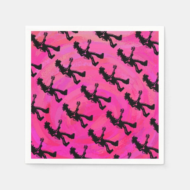 Guardanapo De Papel Noites de Boogie em Nova York Guitarra Rosa Quente (Frente)