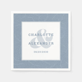 Guardanapo De Papel Noiva Azul de Casamento Moderno, Bride & Groom