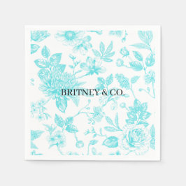 Guardanapo De Papel Noiva & Co. Toile Floral Azul Personalizado