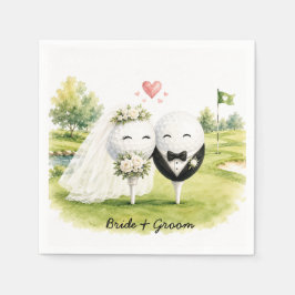 Guardanapo De Papel Noiva de casamento de golfe noivo bola de golfe te