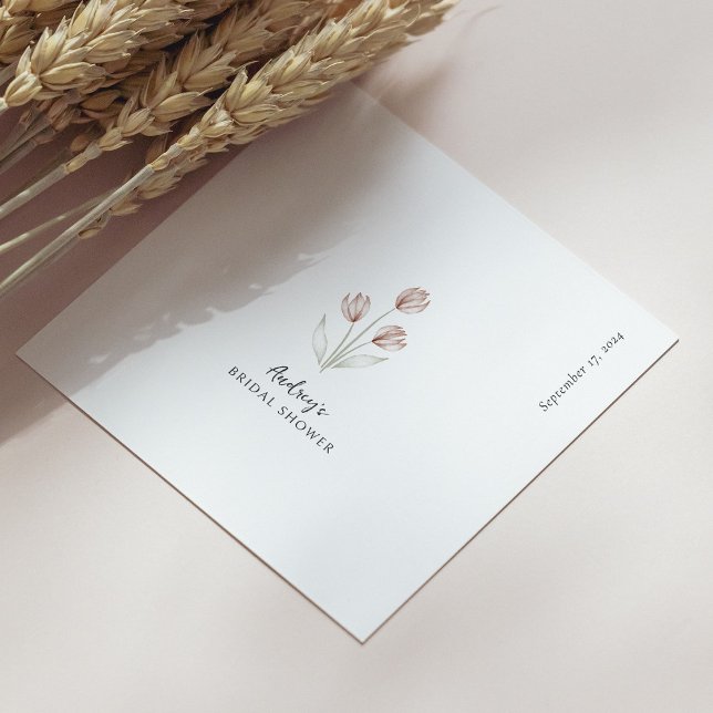 Guardanapo De Papel "Noiva de Verdade" Tulipa de Aquarela Rosa e Branc (Personalized Bride to Be Pink & White Watercolor)