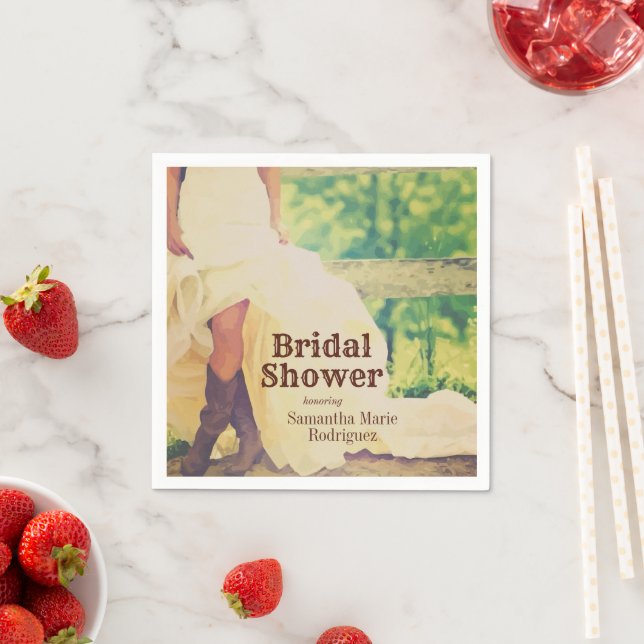 Guardanapo De Papel Noiva do Texas em Boots Chá de panela Napkins (Insitu)