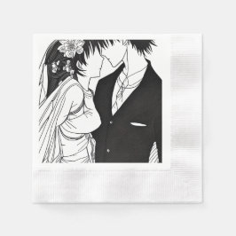 Guardanapo De Papel Noiva e Casamento de Noite de Animação Negra e Bra