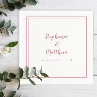 Guardanapo De Papel Noiva e Noivo Simples Moderno em Rosa Empoeirado e