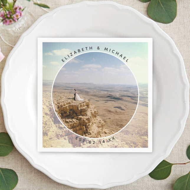 Guardanapo De Papel Noiva Elegante Moderna e Foto de Casamento de Groo (Criador carregado)