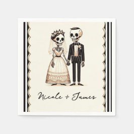 Guardanapo De Papel Noiva Esqueleto de Desenho Animado + Noivo Casamen