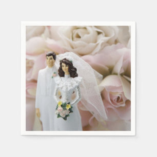 Guardanapo De Papel Noiva Groom Figurine White Roses Napkins