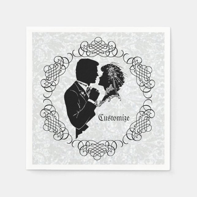 Guardanapo De Papel Noiva Personalizada e Silhouette do Groom Napkins (Frente)