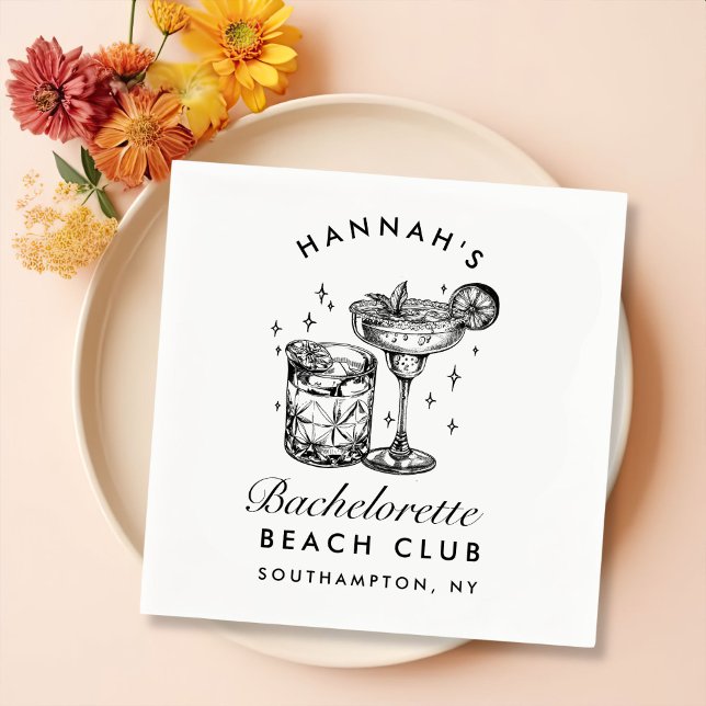 Guardanapo De Papel Noiva Personalizada Retro Cocktail Preto (Criador carregado)