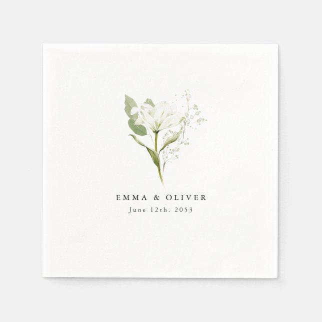 Guardanapo De Papel Noiva Personalizada Verde Salvia Orgânica Botânica (Frente)