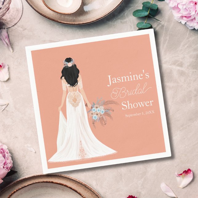 Guardanapo De Papel Noiva Preta De Cabelo Com Flores (Criador carregado)