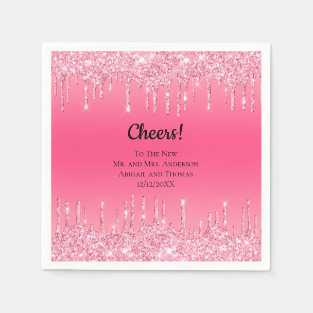 Guardanapo De Papel Noiva Tendência Brilho Cor-de-Rosa Personalizado (Frente)