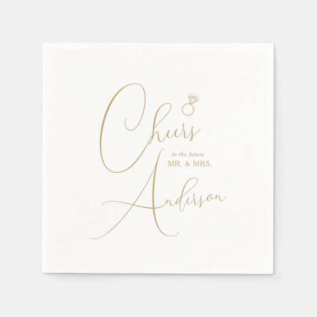 Guardanapo De Papel Noivado aplaude o futuro Sr. e Sra. (Frente)