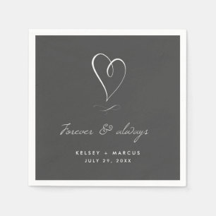 Guardanapo De Papel Noivado Casamento Para Sempre & Sempre Carvão
