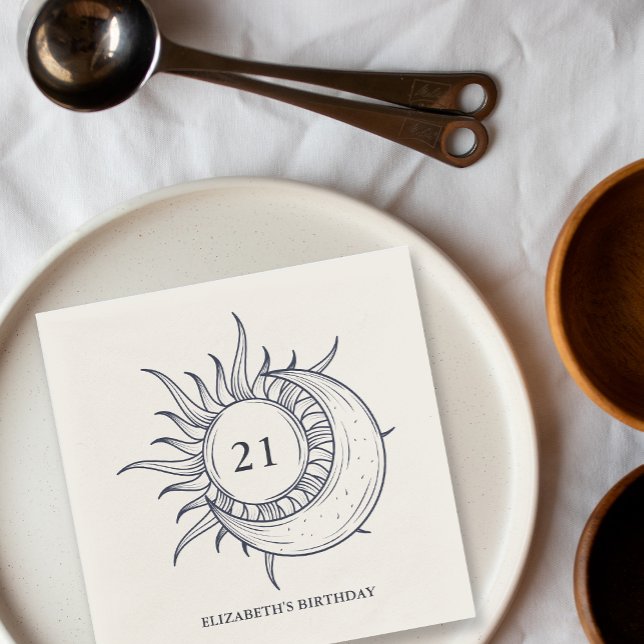 Guardanapo De Papel Noivado da Lua Celestial Mística de Idade Personal (Custom Age Mystic Celestial Moon Birthday Napkins)