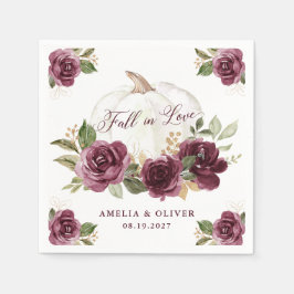 Guardanapo De Papel Noivado de Abóbora Borgonha Floral Apaixonado Casa