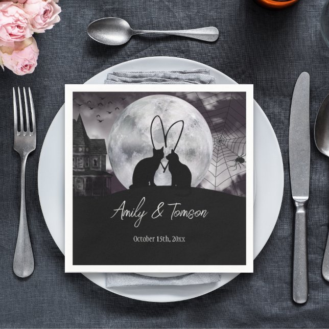 Guardanapo De Papel Noivado de Casamento de Halloween Moderno Negro Pe (Criador carregado)