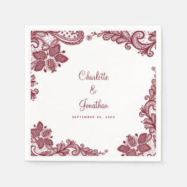 Guardanapo De Papel Noivado de Casamento de Lace Elegante Noiva e Verm