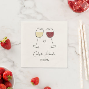 Guardanapo De Papel Noivado de Casamento de Vidro Vermelho Branco