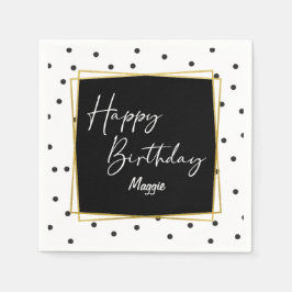 Guardanapo De Papel Noivado de Confetti Preto e Branco para Ela