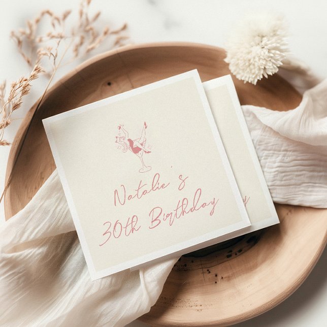 Guardanapo De Papel Noivado de Diversão do Marco Desenhado à Mão Rosa- (Criador carregado)