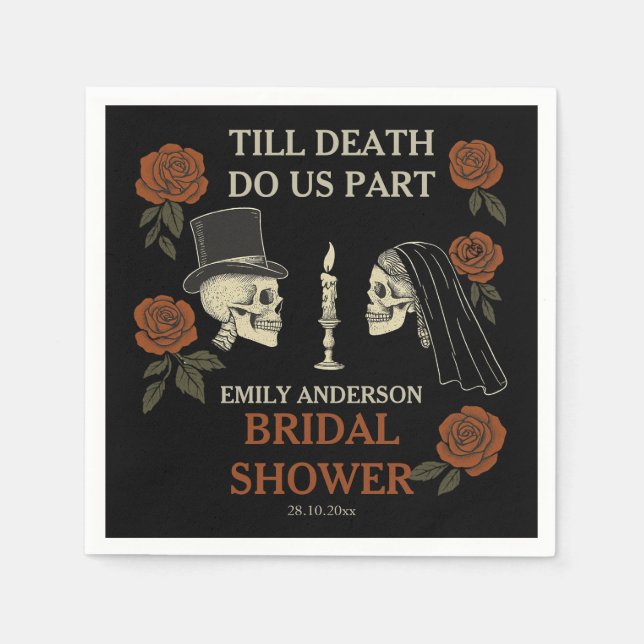 Guardanapo De Papel Noivado de Halloween Até que a Morte nos Separe (Frente)