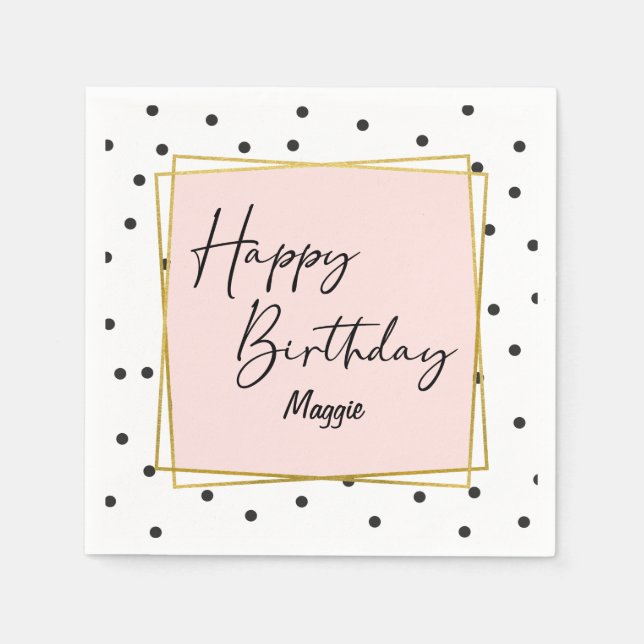 Guardanapo De Papel Noivado Dourado rosa e preto de Confetti para ela (Frente)