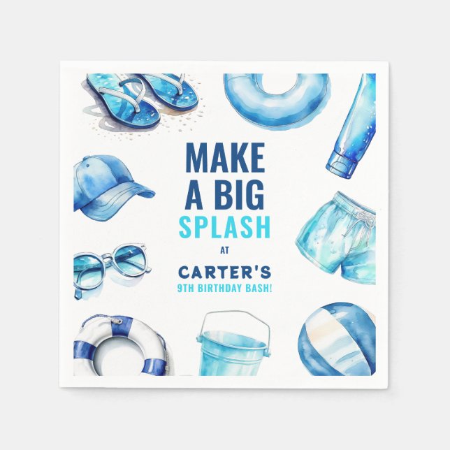 Guardanapo De Papel Noivado legal de festas de Piscina azul de verão (Frente)